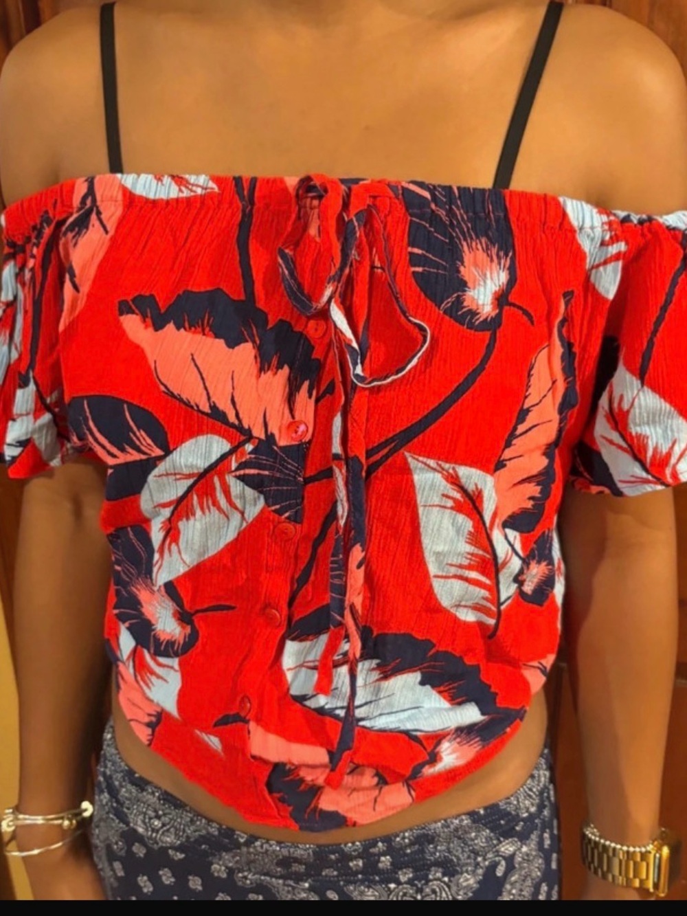 Adorable tropical red blouse